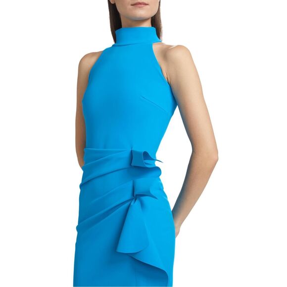 Chiara Boni La Petite Robe Womens Gudrum Halter Ruffle Gown Catalina Blue 8 - Picture 4 of 11